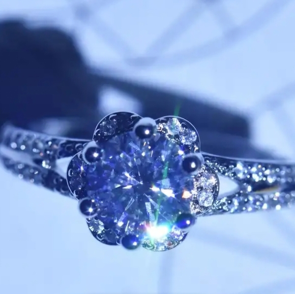 Women's rings 925 sterling silver cubic Zirconia & rhinestone size 6 to 9 - Picture 3 of 4